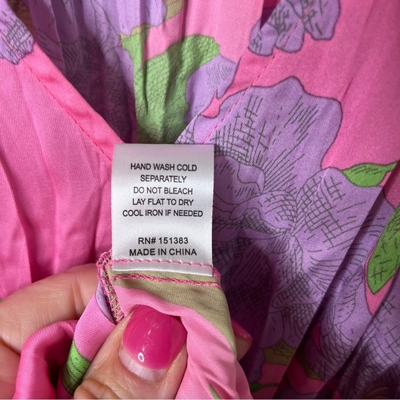 Current Air Botanical Motif Floral Pleated Midi Dress Pink Size Medium - Picture 8 of 8